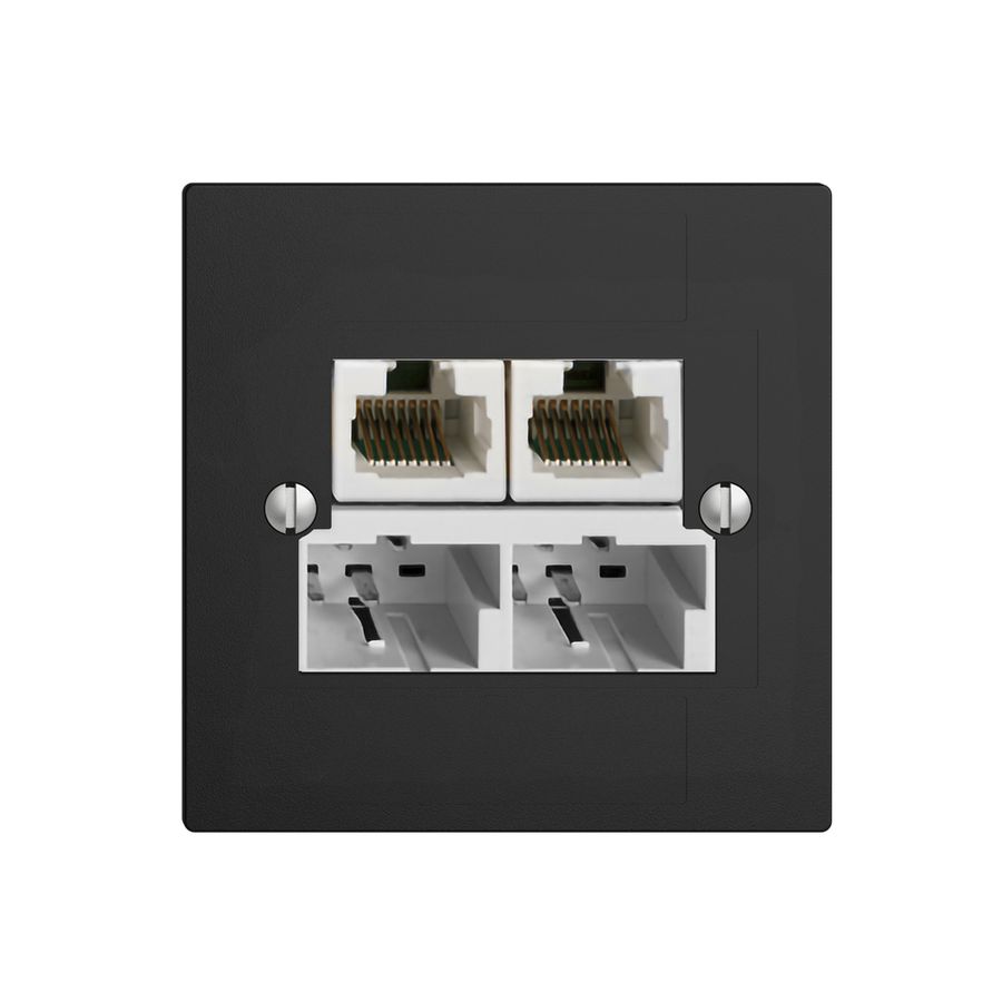 UP-Dose SOHO 2×TT/2×RJ45/u schwarz getr.ITplus EDIZIOdue