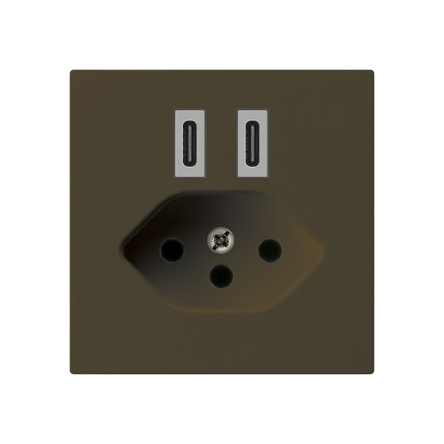 USB-Ladesteckdose Hager kallysto C-C 20W+T13 5V 60×60mm braun