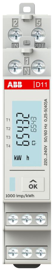 Compteur d'énergie AMD ABB D11 15 40 1L 40A tarif multiple Modbus S0 1UM