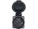 EB-Steckdose T13, 250V, 10A, IP55, Klappdeckel, schwarz