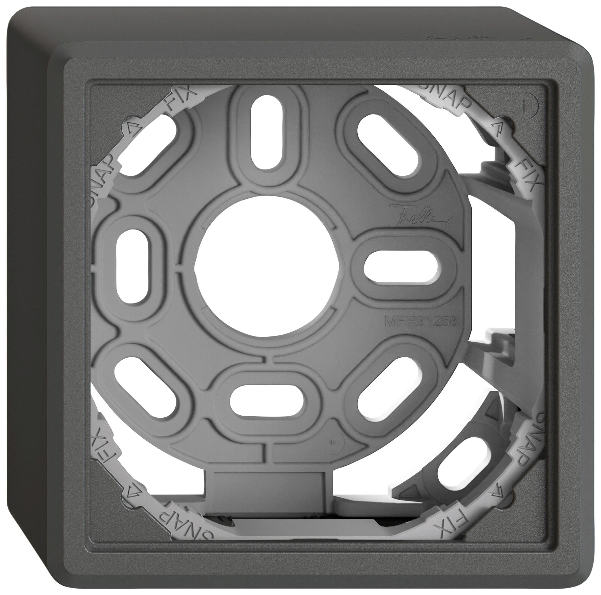 AP-Kappe EDIZIO.liv SNAPFIX® mit Befestigungsbügel für 1 Apparat dunkelgrau