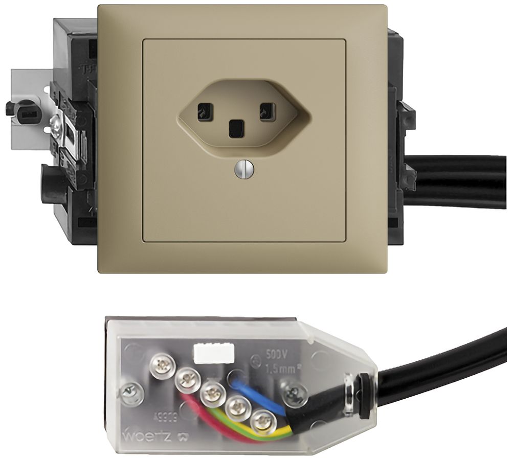 EB-Steckdose EDIZIOdue T23 L2 49…69mm sand für Flachkabel Technofil