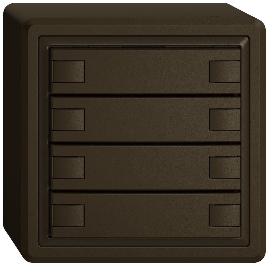 Poussoir universel AP EDIZIO.liv UNI SNAPFIX® s.LED 4× comm.2T br