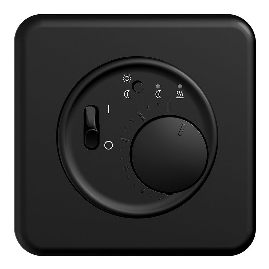 Frontset STANDARDdue schwarz, 90×90mm für Raumthermost. mit Fühler