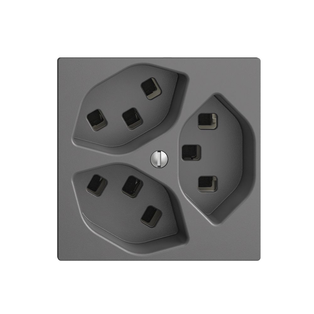 Steckdose EDIZIOdue 3×T23 dunkelgrau 16A, mit Steckklemmen