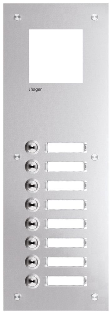 Frontplatte Hager intercom mono 8× 150×435×32mm edelstahl