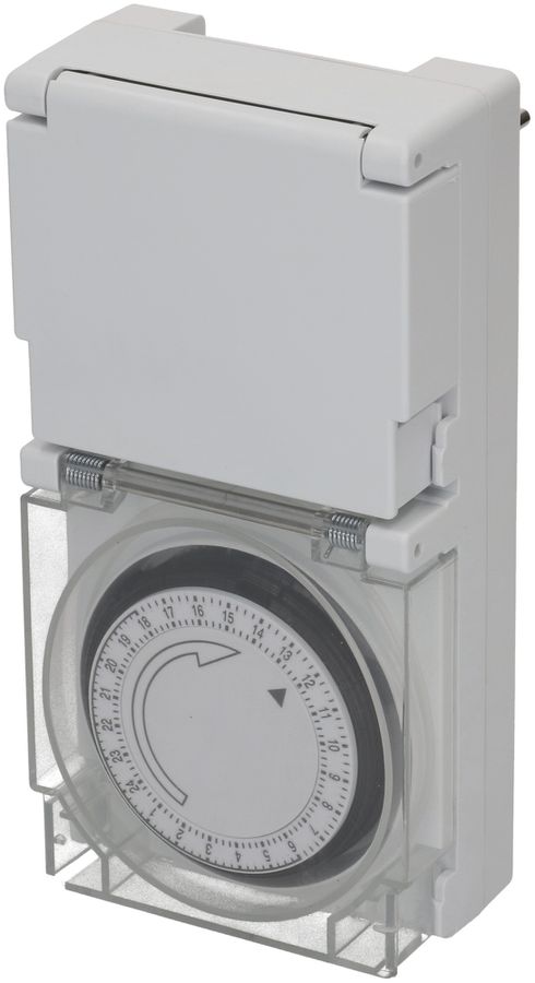 Steckdosenschaltuhr MAX HAURI analog 24h 1×Typ 13 10A 230V IP55 weiss