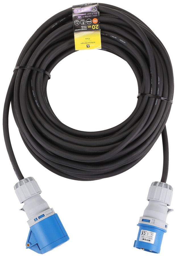 Câble de rallonge Schönenberger gomme CEE/CEE 3×1.5mm² 16A IP44 20m noir