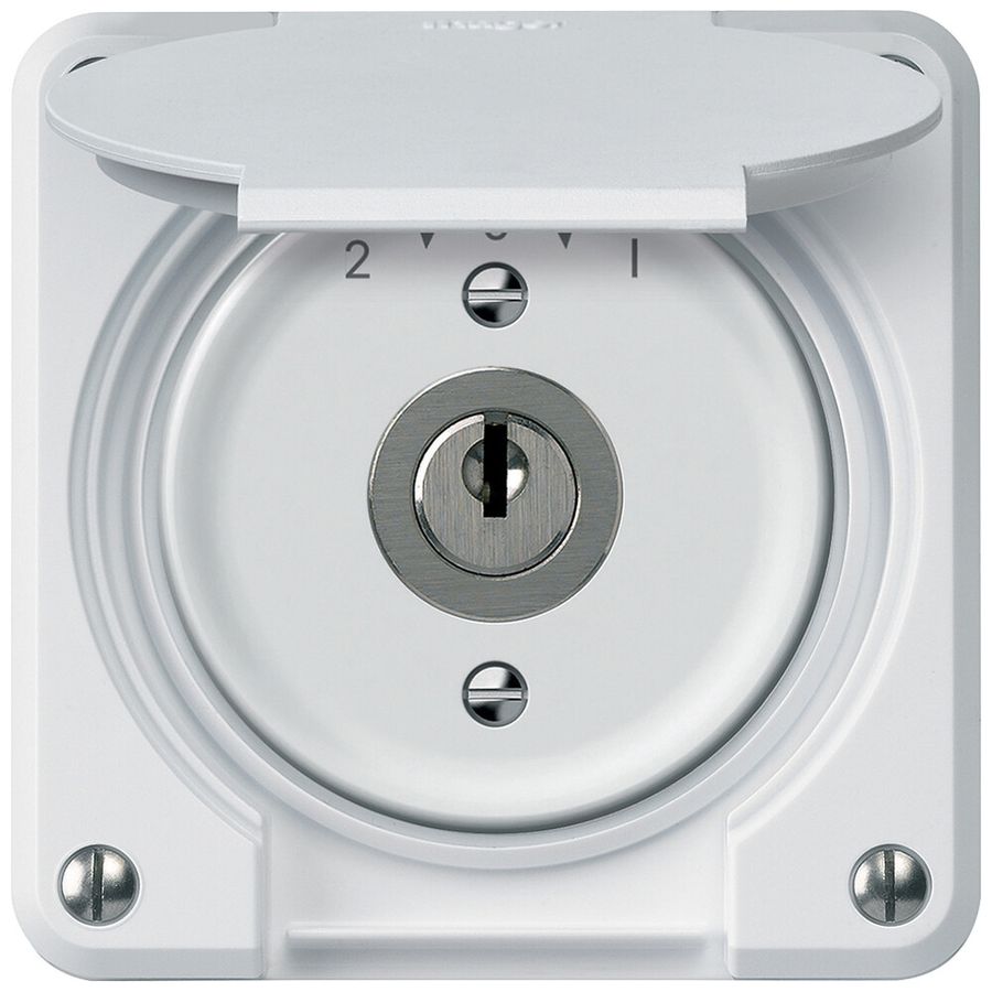 Schlüsselschwenktaster robusto 1P 2NO 2CO 20A 250V 86×86mm weiss