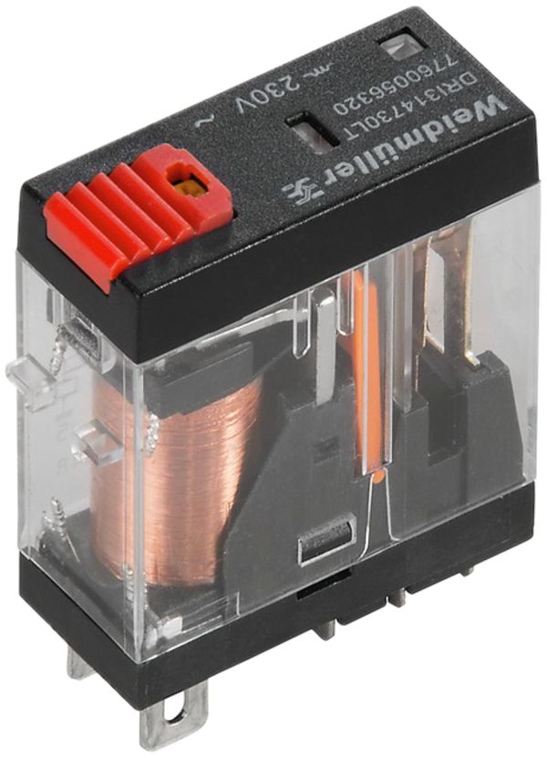 Relais Weidmüller, 115VAC, LED rot, 1 Wechsler mit Prüftaste, 250VAC, 10A