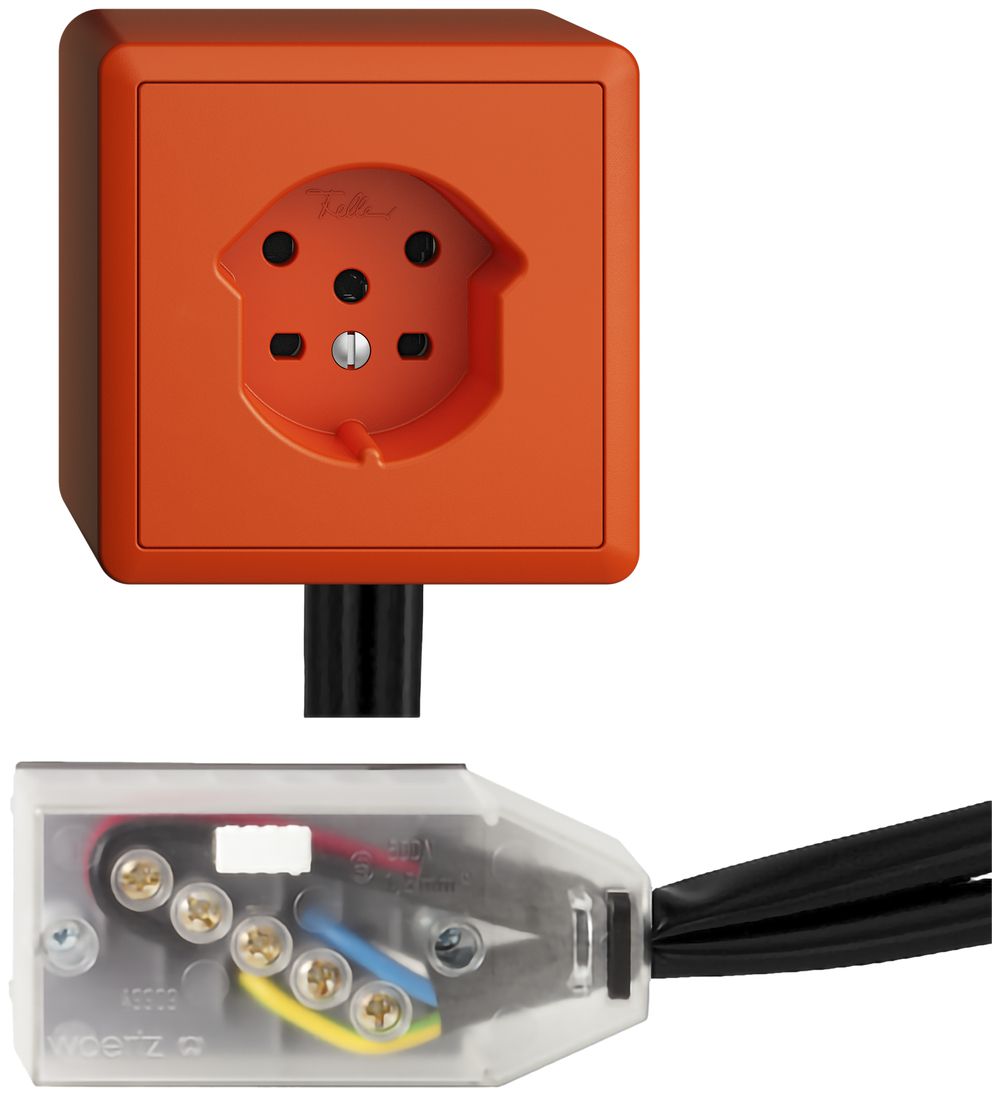 Prise AP EDIZIOdue T15 orange Snap pour câble plat Technofil