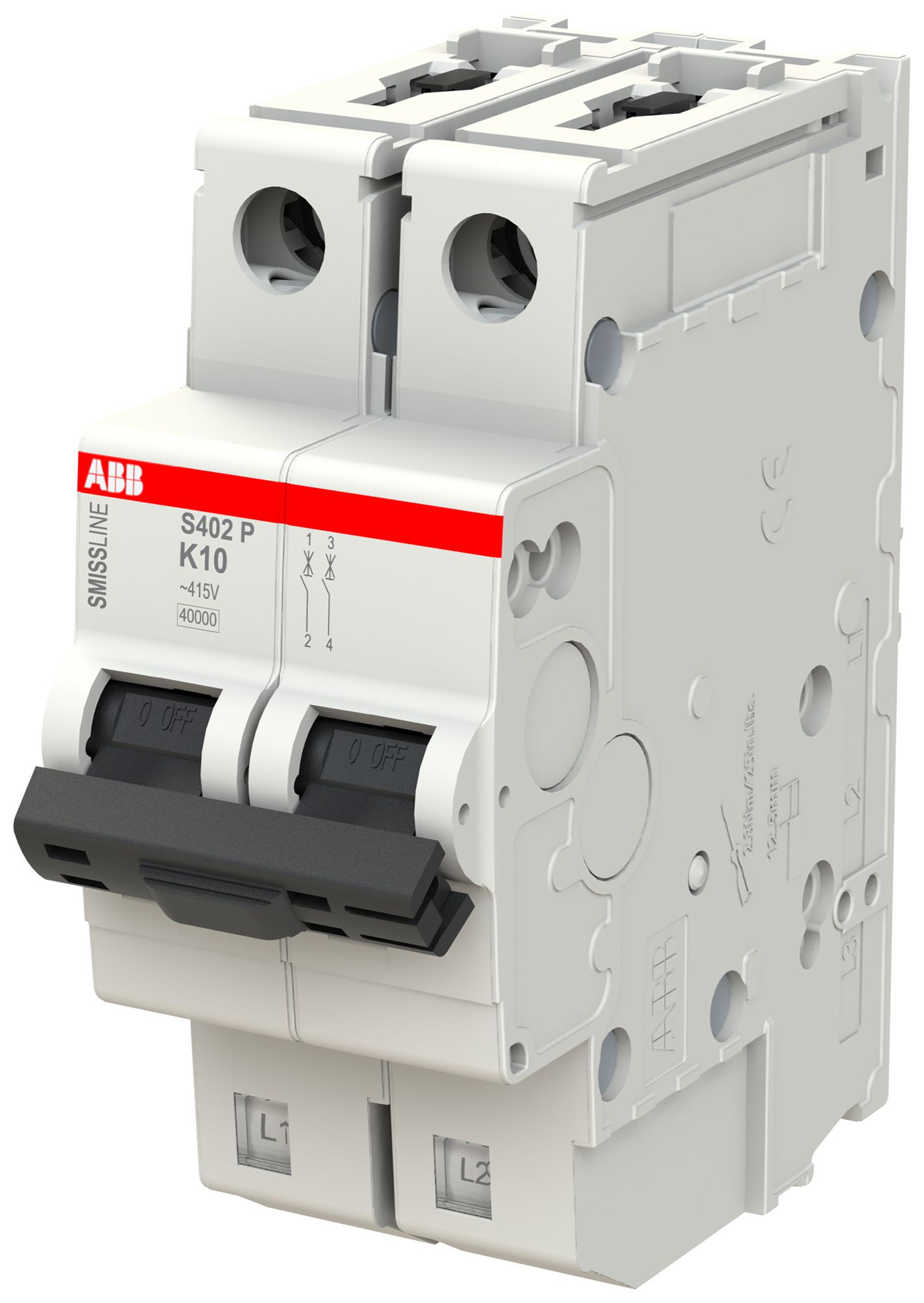 Disjoncteur SMISSLINE TP, 2L, K, 10A, 40kA
