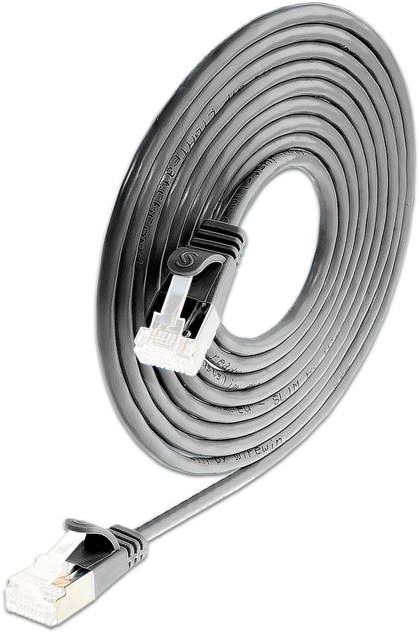 Cavo patch SLIM: 10cm, nero, 50 pezzi Cat.6A, U/FTP, jack non infrangibile