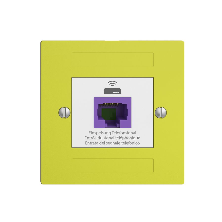 Rückführungsdose EDIZIOdue F 1×RJ45 f.Swisscom VoIP, 8 polig, UTP, lemon