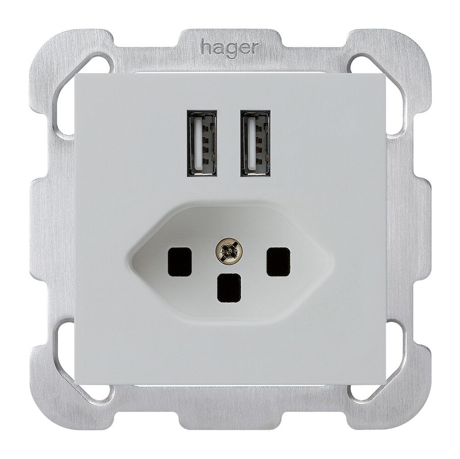 Presa INC 2×USB & T23 kallysto B 2400mA grigio chiaro
