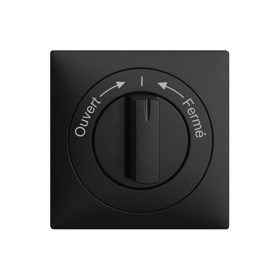 Frontset EDIZIOdue Ouvert->I<-Fermé schwarz 60×60mm für Schwenktaster