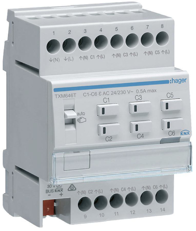 Actionneur de chauffage AMD Hager TXM646T KNX easy sextuple