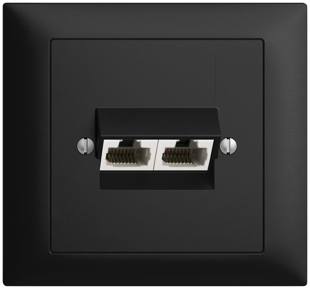 EB-Dose 2×RJ45/u 8P getr. EDIZIOdue schwarz ITplus