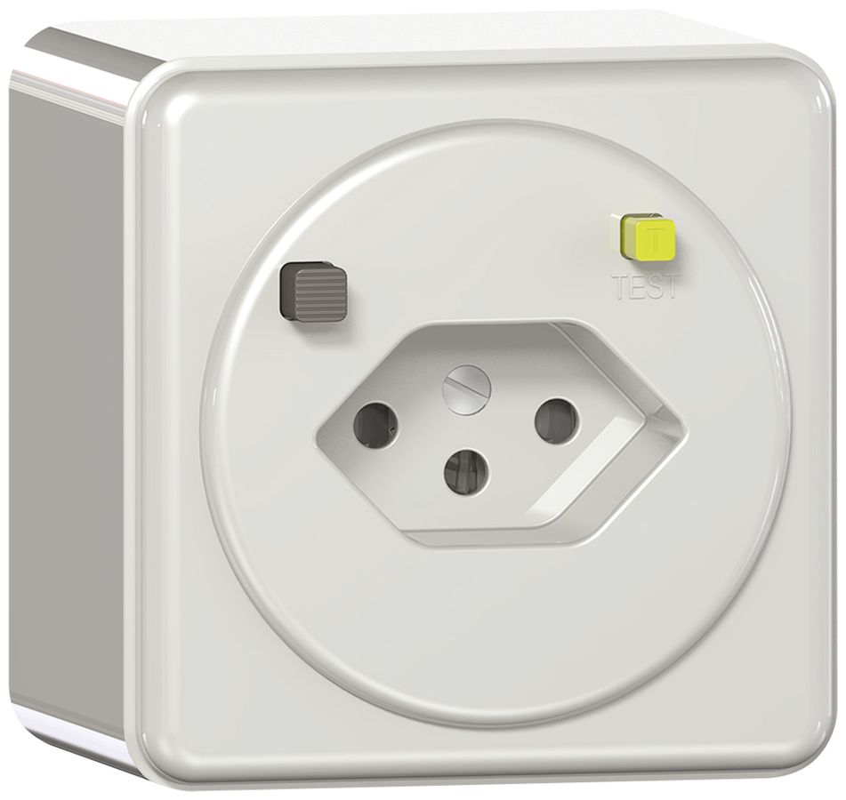 Presa FI AP CLASSIC T13 30mA, shutter, bianco