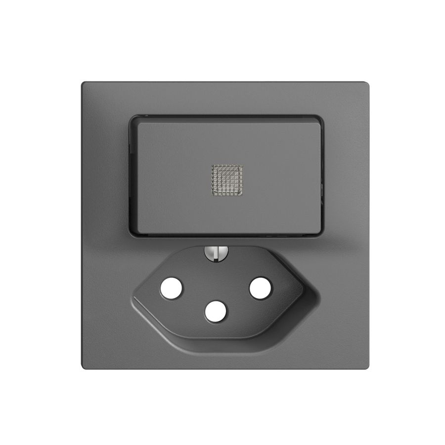 Frontset 60×60mm EDIZIOdue dunkelgrau T13 mit Linse, mit Kinderschutz