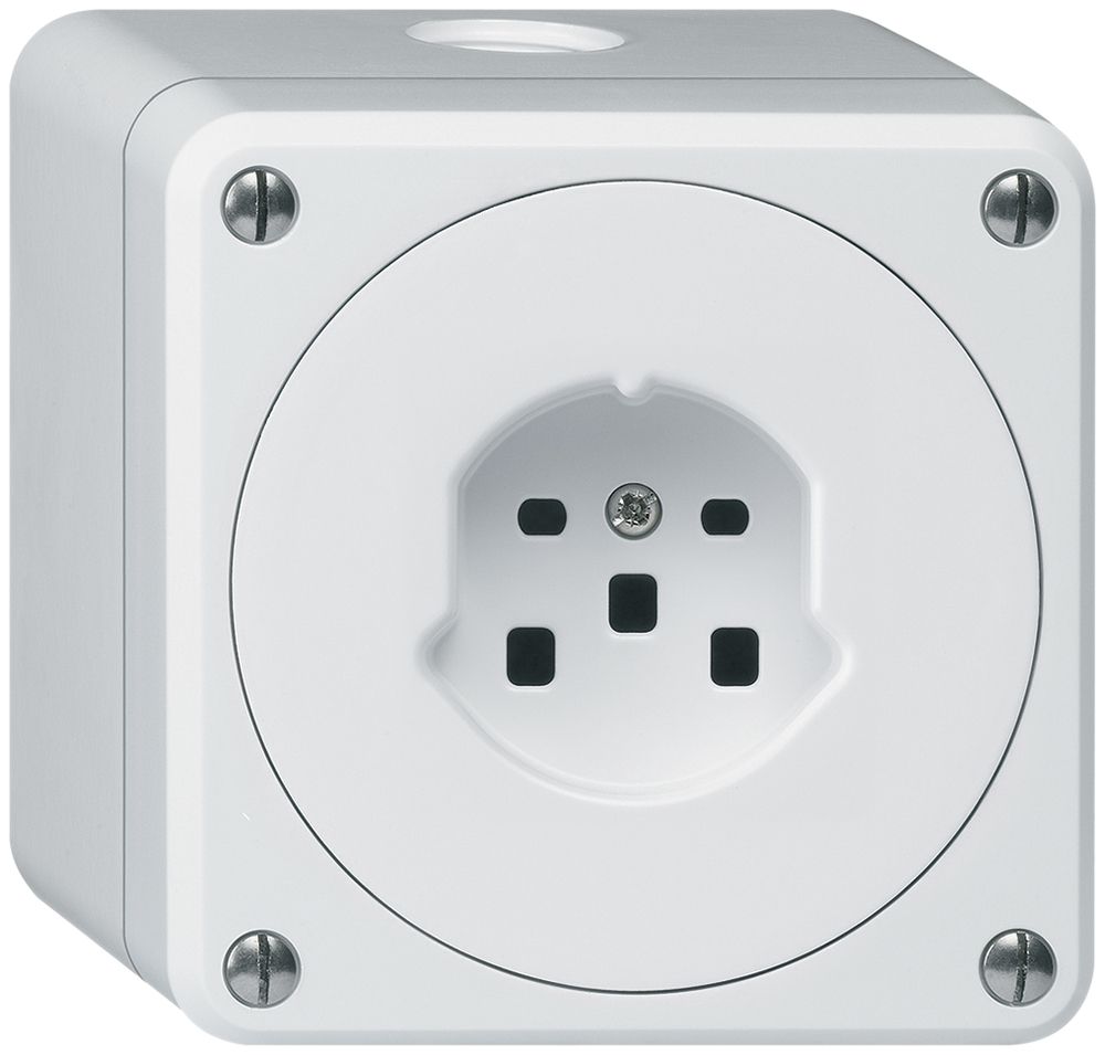AP-Steckdose HA robusto Typ 25 mit Steckklemmen weiss