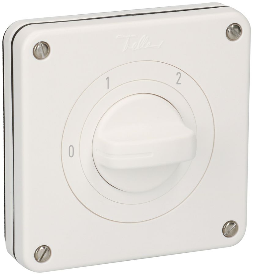 UP-Stufenschalter NEVO, 20A, 1P, 87×87mm, 2×60°, 0-1-2, weiss