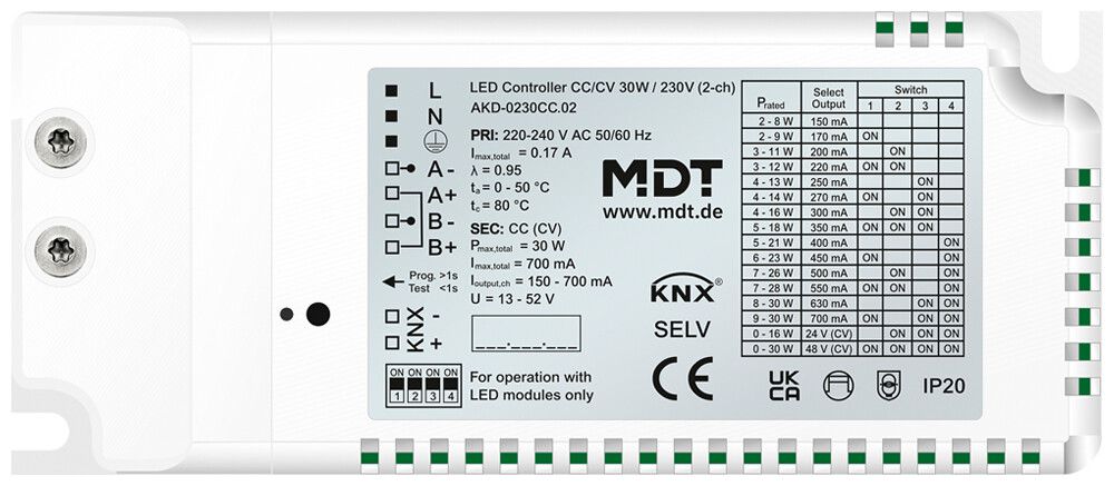 Alimentazione LED KNX MDT AKD-0230CC.02 2-can 30W 220…240V