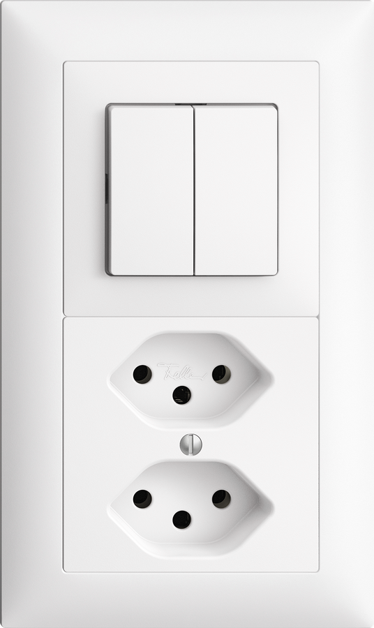 UP-Kombination Edue 2x1, Schalter 1/3+3/1P + Steckdose 2×T13 ws