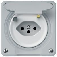 Prise FI ENC robusto 1×T13 30mA 10A 250V 86×86mm IP21 gris