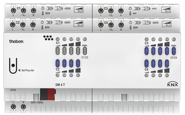 REG-Dimmaktor Theben DM 4T KNX, Fix,100…240V,8TE, IP20