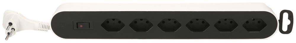 Prise multiple MAX HAURI Design/Line 6×T13, Td 3×1mm², 2.2m, blanc/noir