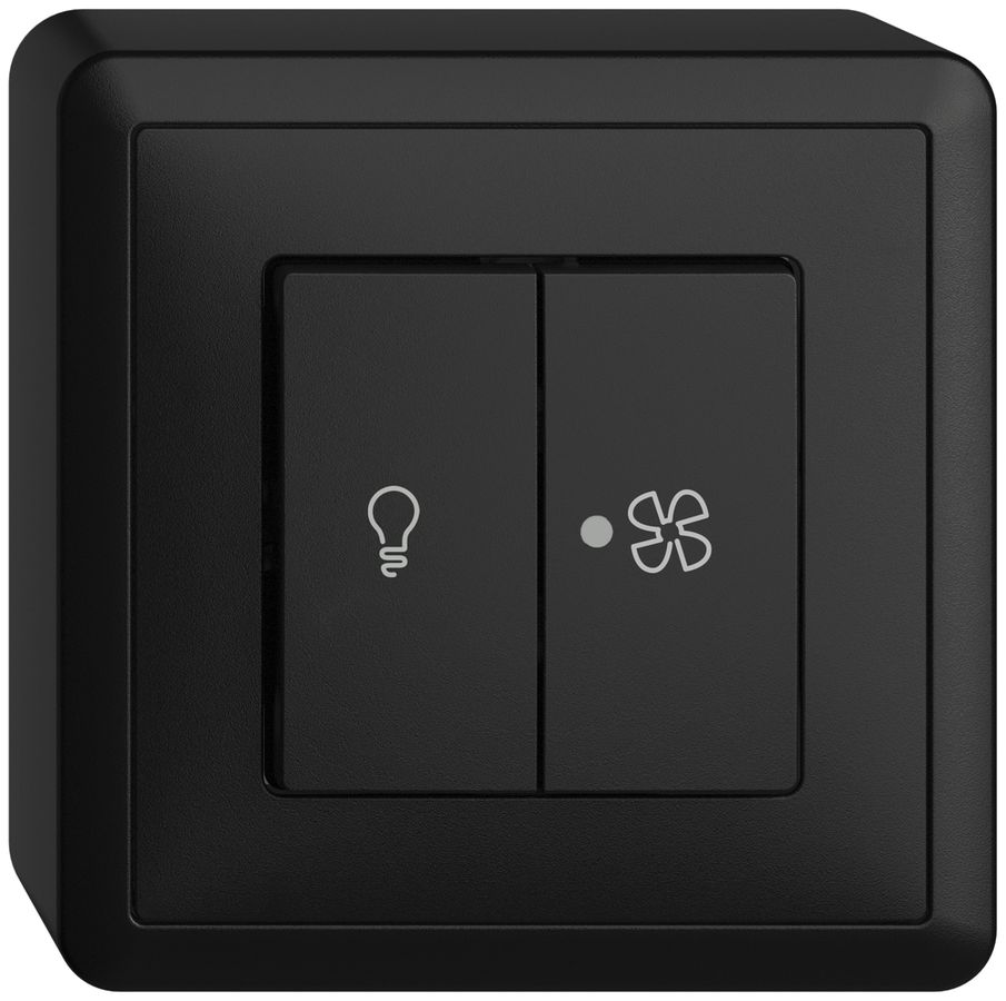 Interruttore AP per luce e ventilaz. EDIZIOdue nero LED giallo
