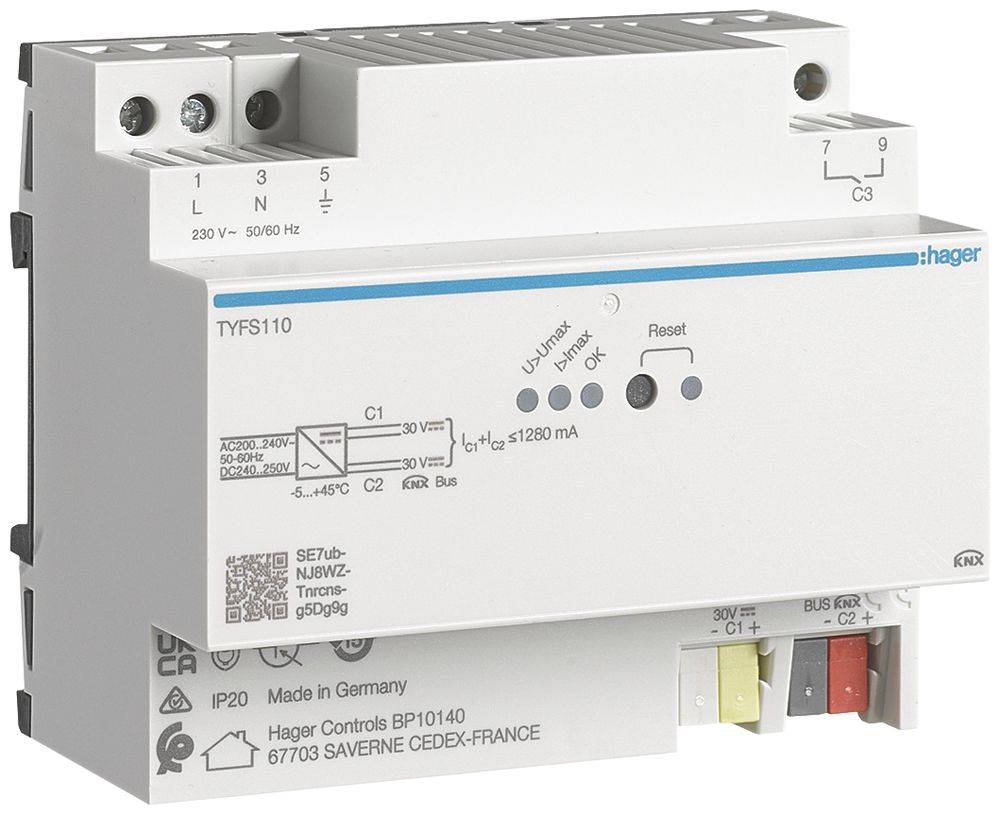 REG-Spannungsversorgung KNX Hager 2 Ausgänge, 1280mA