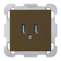 UP-USB-Ladesteckdose Hager kallysto B 240V 2400mA braun
