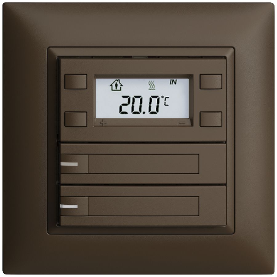 Poussoir RTH ENC KNX 2× EDIZIOdue FMI coffee, avec pap.+LED RGB