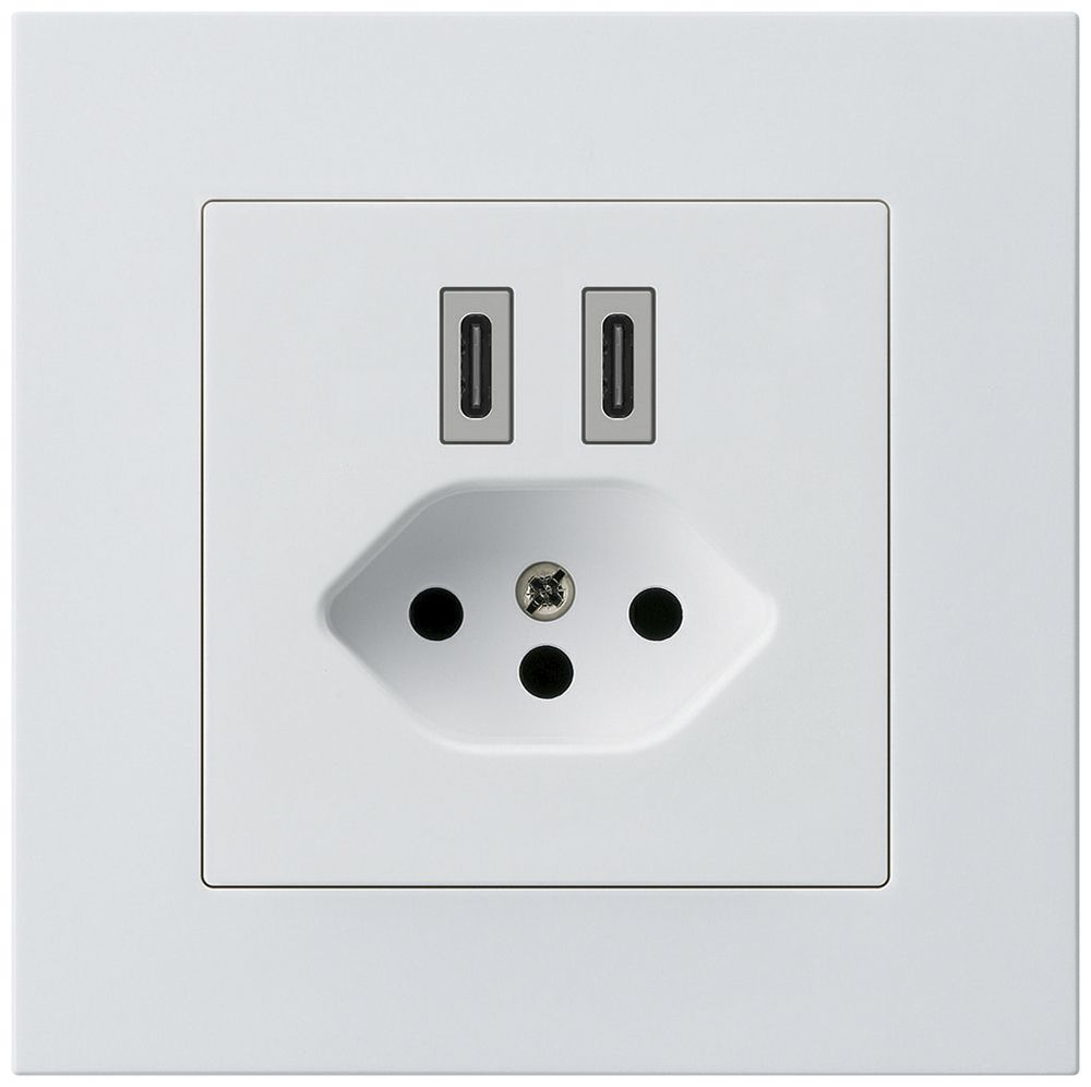 Prise de charge USB ENC Hager kallysto.pro C-C 20W+T13 5V 94×94mm blanc