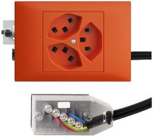 EB-Steckdose 3×T23 16A orange 53mm L1 EDIZIOdue für Technofil