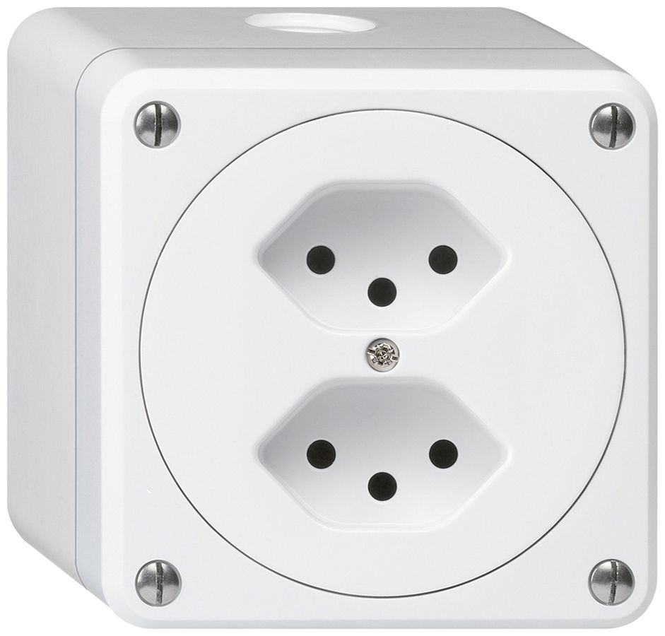 AP-Steckdose robusto 2×Typ 13 weiss ohne Klappdeckel