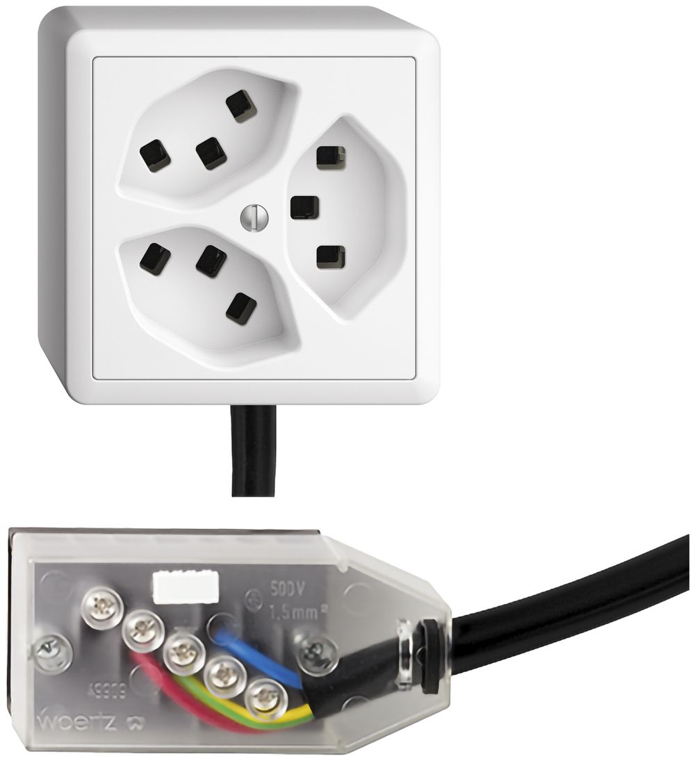 Presa AP 3×T23 16A bianco L2 EDIZIOdue per Technofil