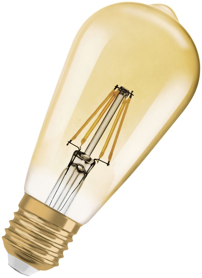 Lampada LED 1906 EDISON E27, 2.8W, 240V, 2400K, Ø64×145mm, oro, chiaro