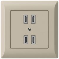 UP-USB-Ladesteckdose Hager kallysto.line 2×C-C 2×20W oder 4×10W 5V 92×92mm beige