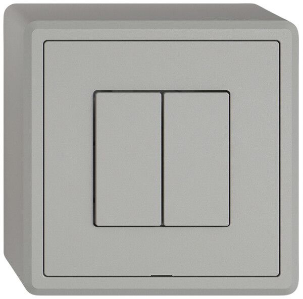 AP-Druckschalter EDIZIO.liv Wiser SNAPFIX® m.Nebenstelle 2T 2B hellgrau