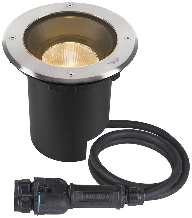 EB-LED-Bodenleuchte SLV DASAR L IP65 19W 1950lm 840 DALI Ø200 Edelstahl