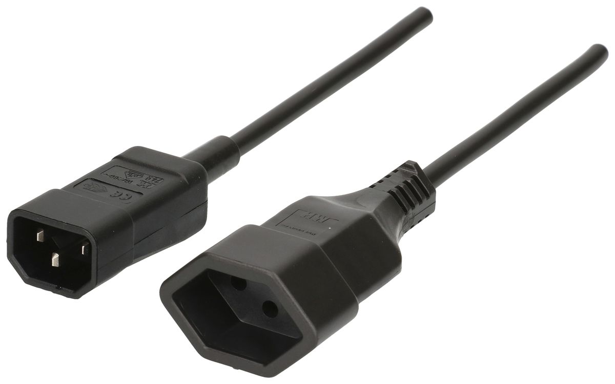 Apparatekabel MAX HAURI Td 3×1mm² 2m schwarz Stecker C14/T13