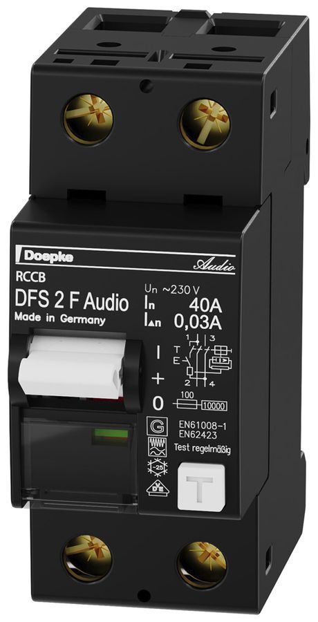 Fehlerstromschutzschalter Doepke 40A 30mA Audio RCCB, Typ F, N links