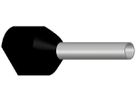 Zwillings-Aderendhülse isoliert 2×1.5mm² L=12mm Typ DIN schwarz