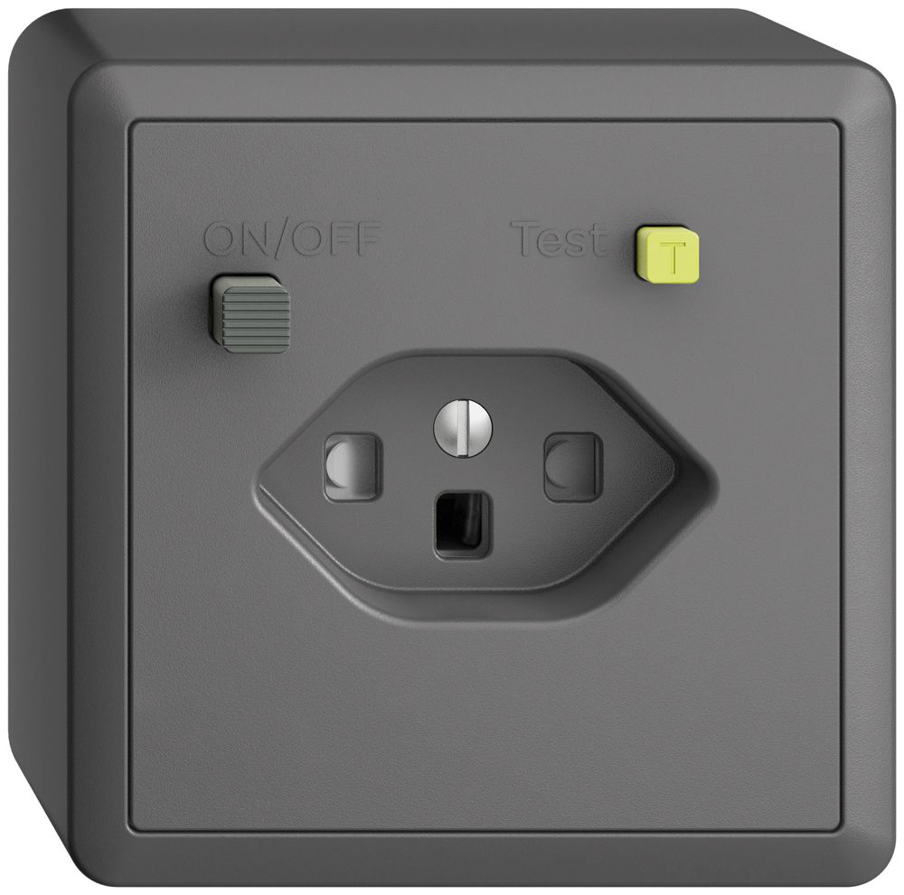 AP-Steckdose EDIZIOdue T23 FI 30mA shutter, dunkelgrau
