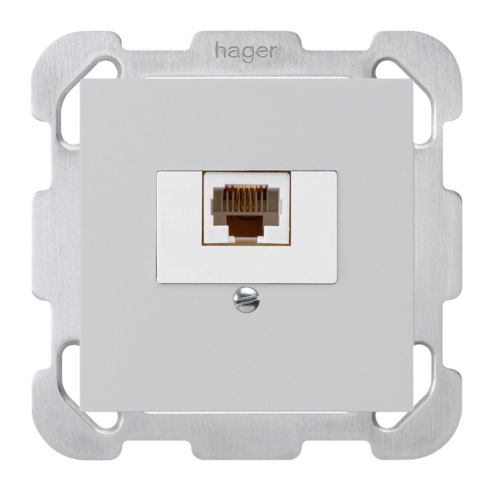 Einsatz zu Anschlussdose kallysto 1×RJ45u hellgrau mit Befestigungsplatte