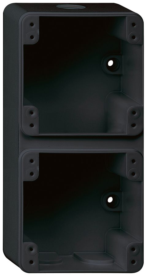 Boîtier AP robusto 2×1 noir 86×180×48mm