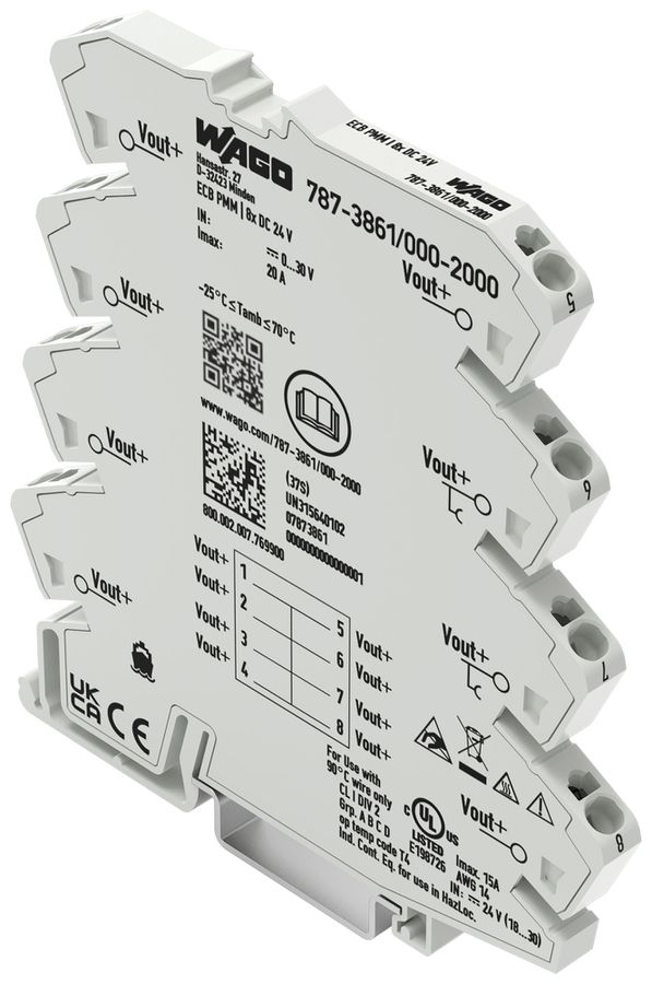 Potenzialverteiler WAGO Hutschiene TH35 8P 24V 20A 8×24VDC
